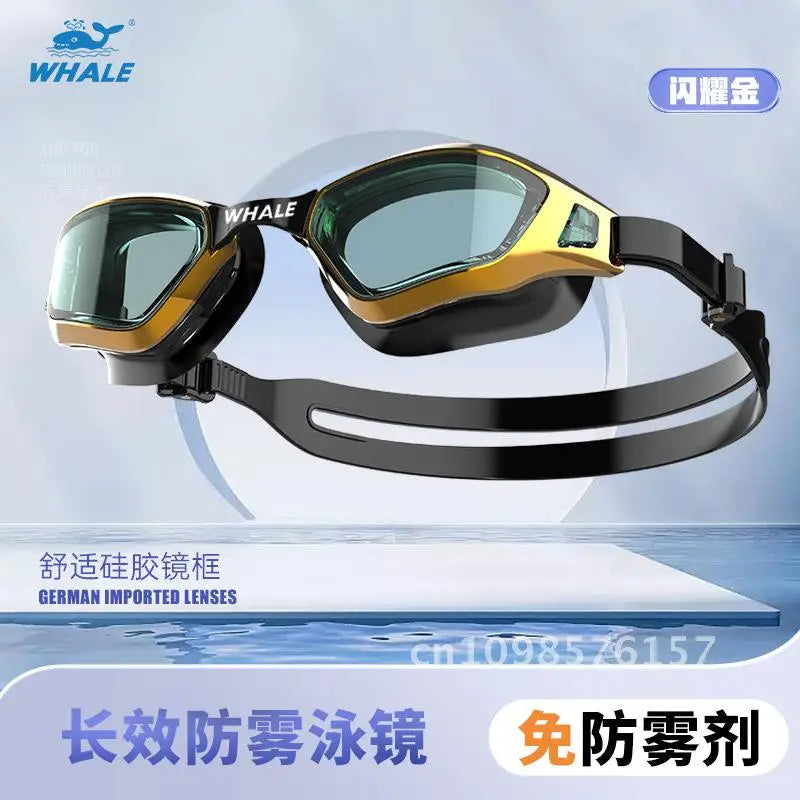 Whale Nano HD Swimming Goggles Anti-Fog Waterproof Myopia Removable Lenses Suitable for Men & Women Shiny and More Colors