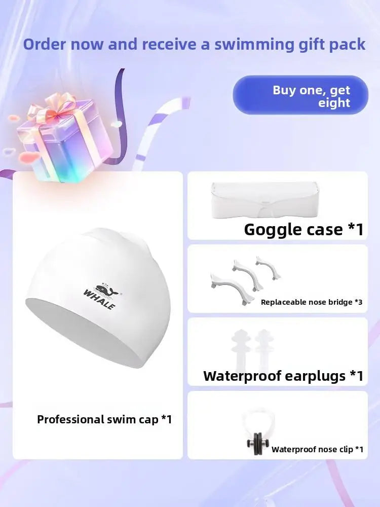 Whale Nano HD Swimming Goggles Anti-Fog Waterproof Myopia Removable Lenses Suitable for Men & Women Shiny and More Colors