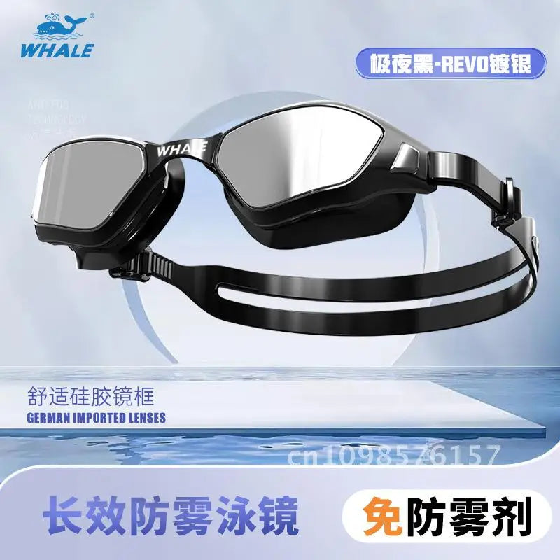 Whale Nano HD Swimming Goggles Anti-Fog Waterproof Myopia Removable Lenses Suitable for Men & Women Shiny and More Colors