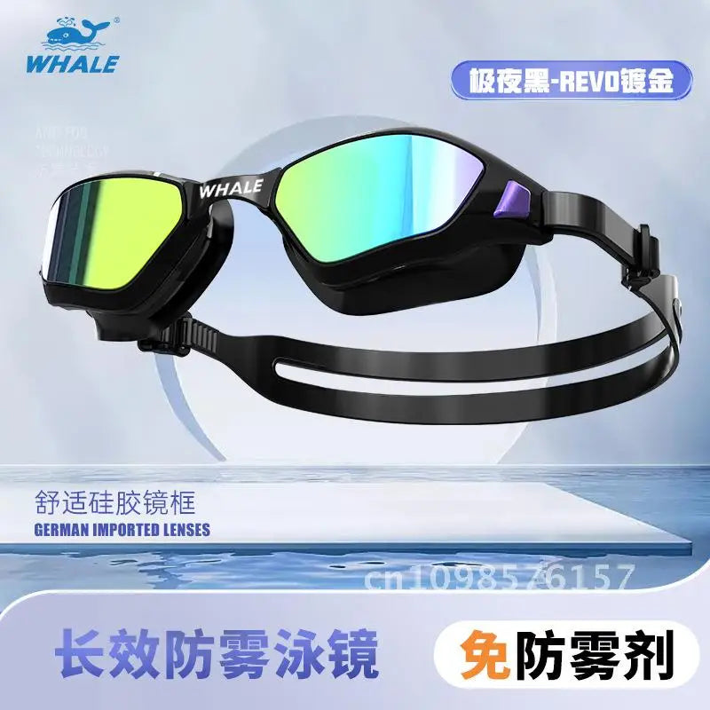 Whale Nano HD Swimming Goggles Anti-Fog Waterproof Myopia Removable Lenses Suitable for Men & Women Shiny and More Colors